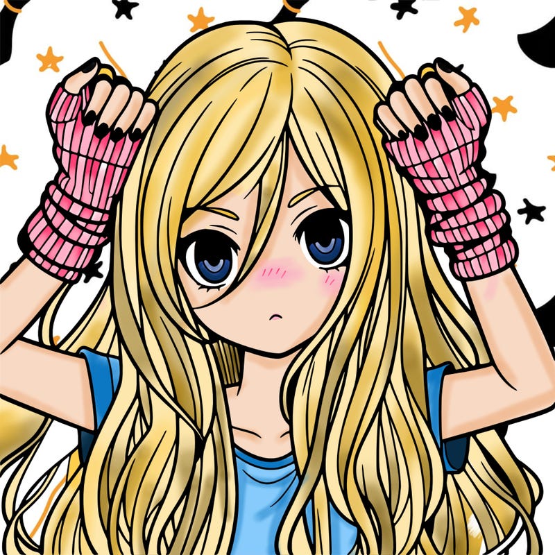long haired girl with fingerless gloves