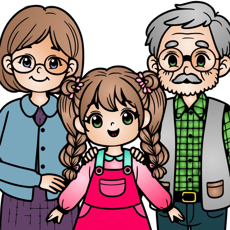girl with grandma and grandpa