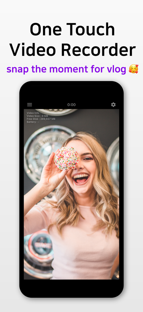 BlackVideo (One-Touch Rec!) - 원터치 동영상 녹화 화면과 블로깅 기능을 보여주는 BlackVideo 앱 인터페이스