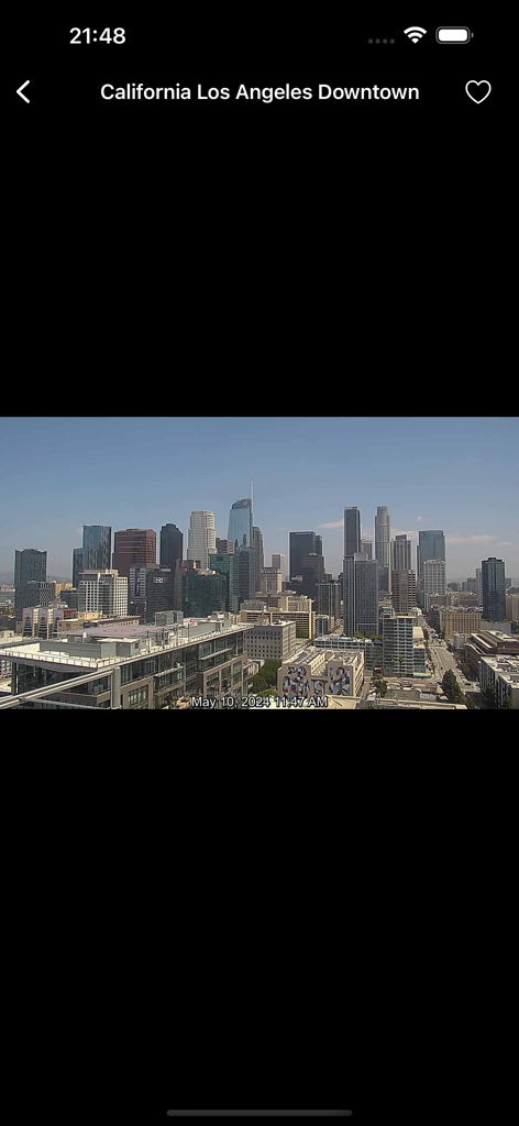 Live webcam view of the Los Angeles downtown skyline