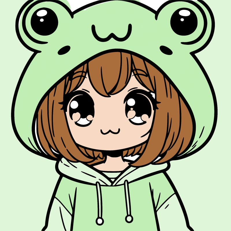 cute girl wearing a frog hoodie