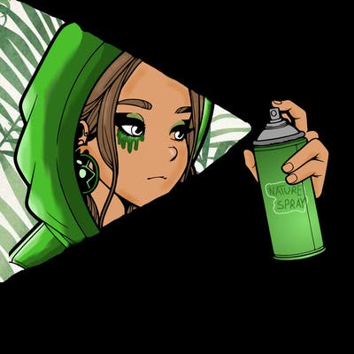 a realistic girl, spray painting