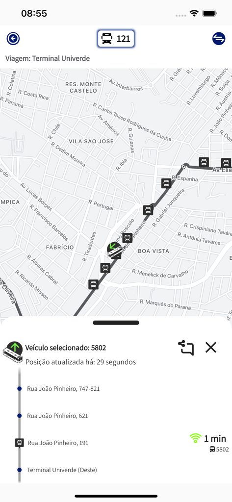 BusU - Rastreo de autobuses en tiempo real en el mapa con las próximas paradas y hora de llegada en la aplicación BusU