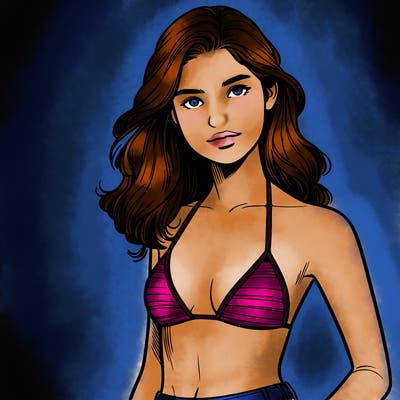 realistic girl in bikini