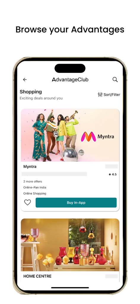 AdvantageClub.ai - AdvantageClub app interface displaying exclusive corporate employee discounts and shopping deals.
