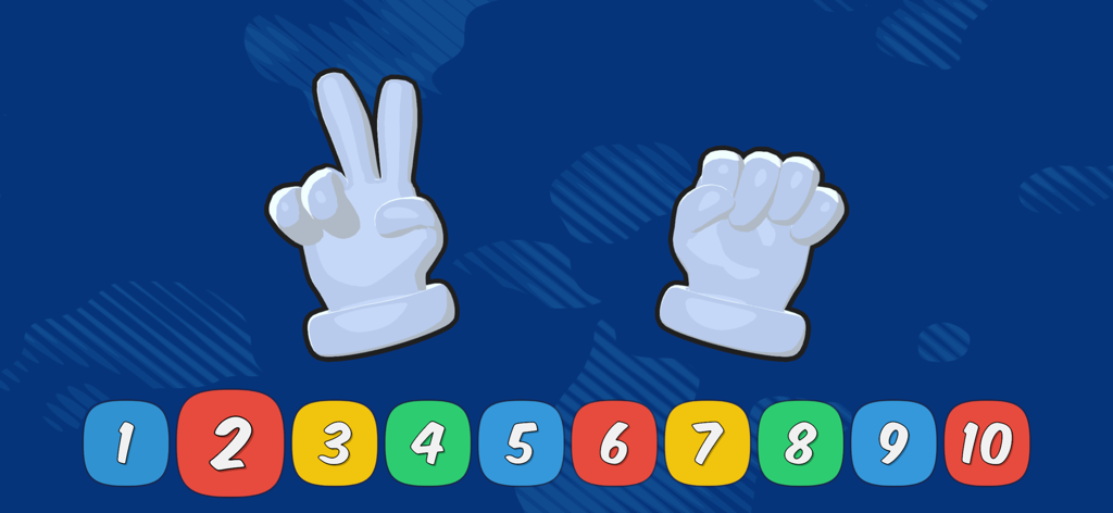 I Can Count to Ten - Cartoon hands demonstrating the number two in the I Can Count to Ten educational app
