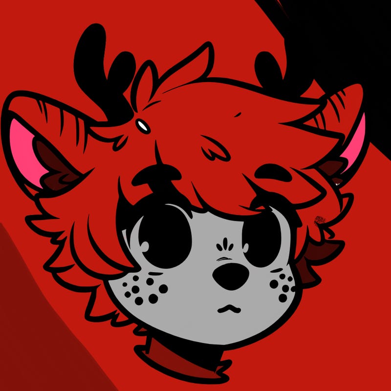 a humanoid deer with soft fluffy ears