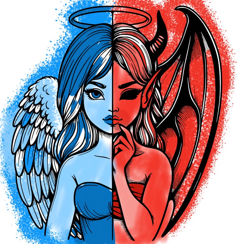 realistic angel half demon