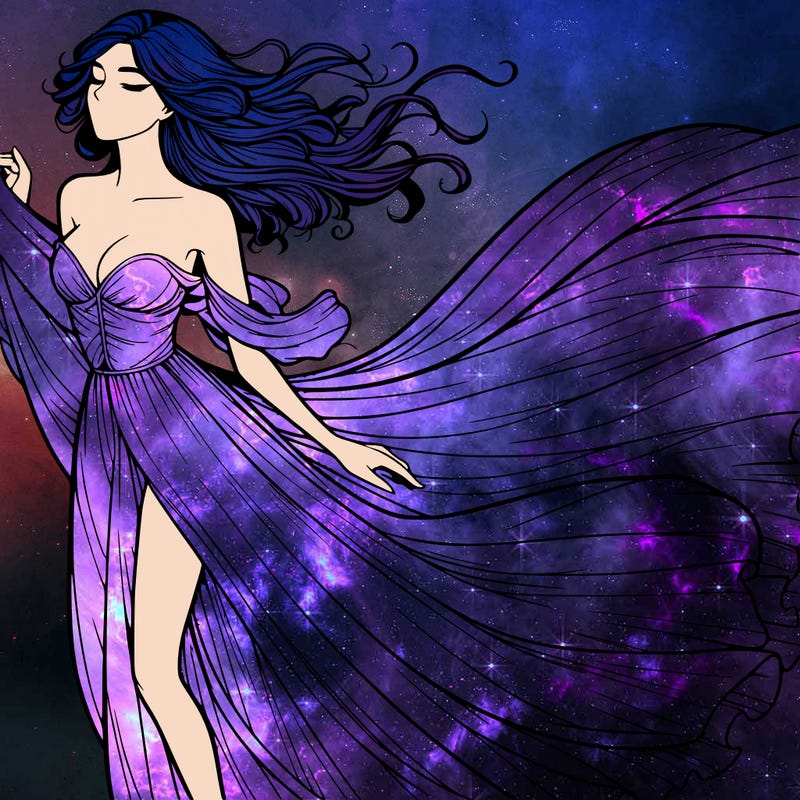 realistic woman in dress flowing the the wind