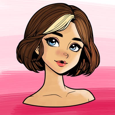 realistic girl with short hair