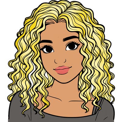 realistic, teenage girl with curly hair