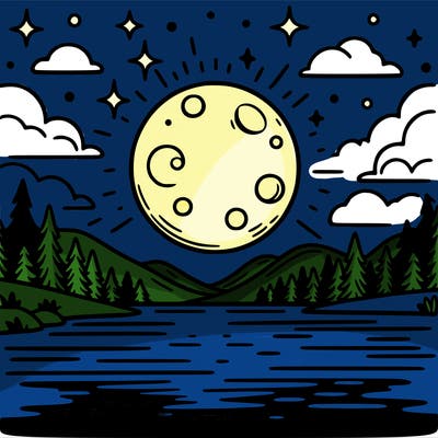 moonlight shining on a lake