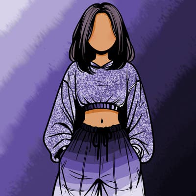 realistic girl faceless with baggy pants and a crop top