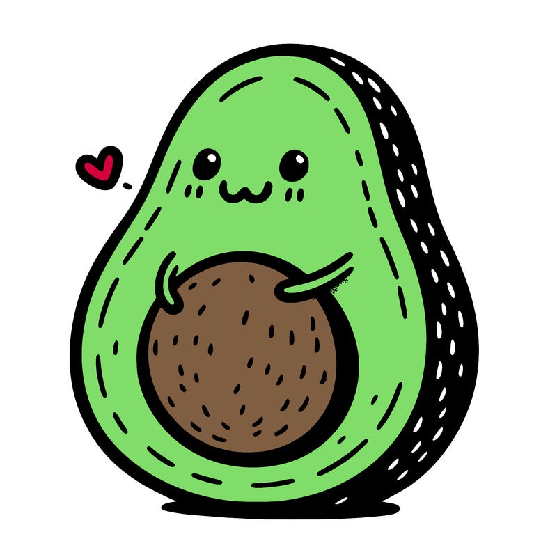 an avocado hugging an avocado