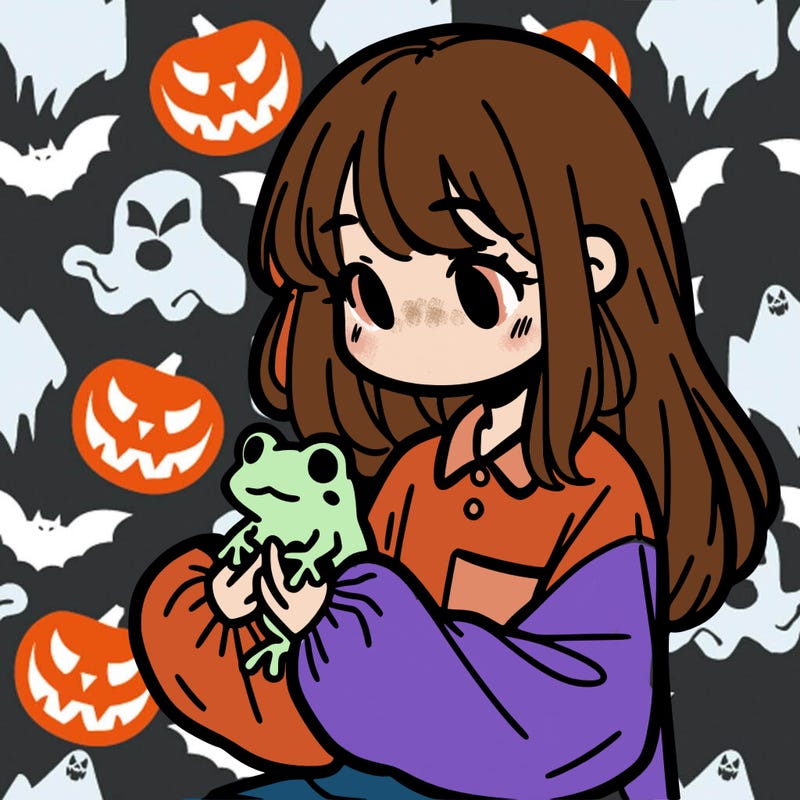girl with long hair and a oversized shirt. and she is holding a frog