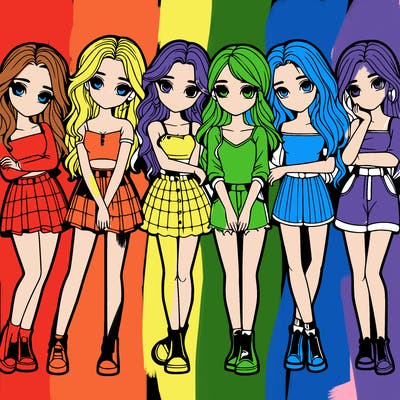 a group of girls realistic