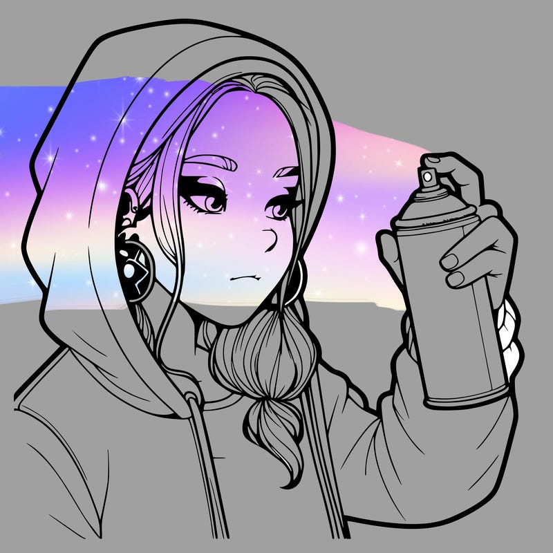 a realistic girl, spray painting