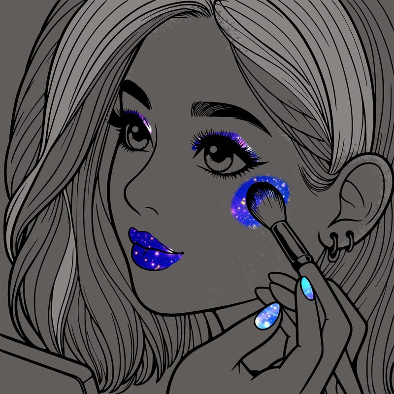 a realistic girl doing her makeup