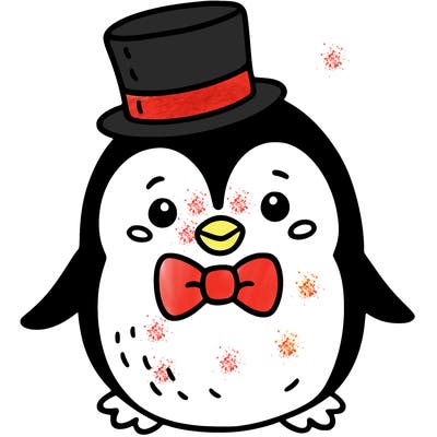 penguin with a top hat and bow tie