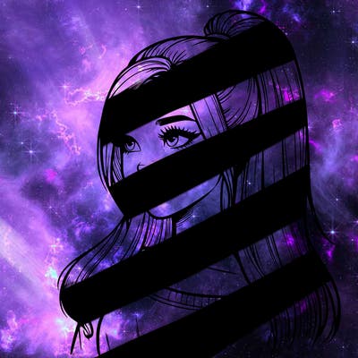 realistic girl with a high ponytail