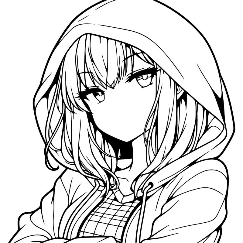 a anime girl with hoddie and in a cool pose