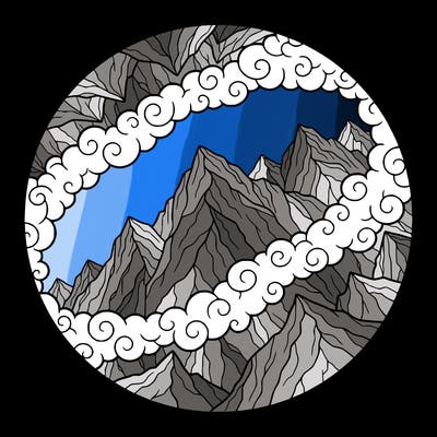 clouds as a frame and mountains around them '