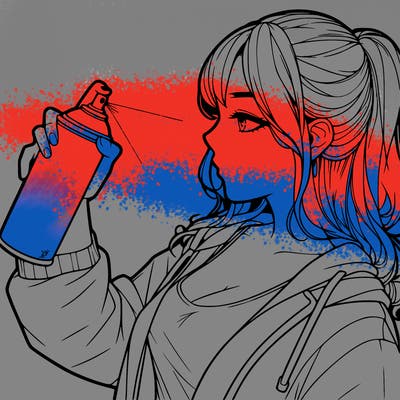 a realistic girl spray, painting