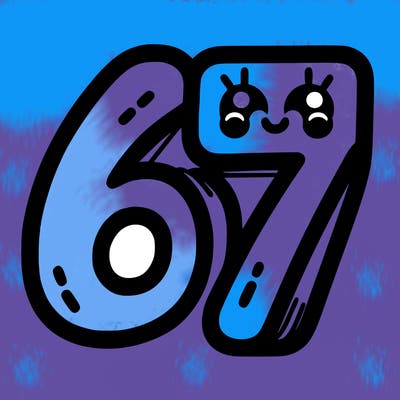 the numbers 67