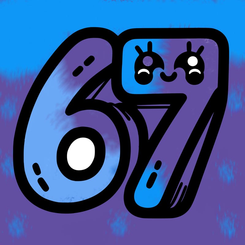 the numbers 67