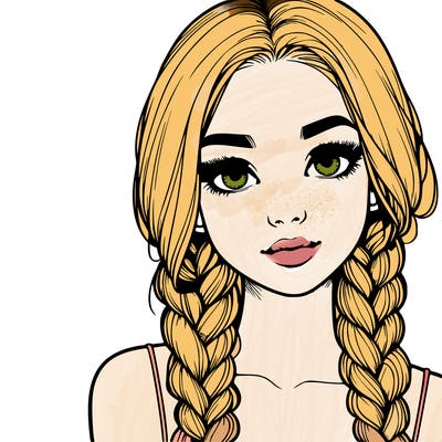 realistic girl with braids