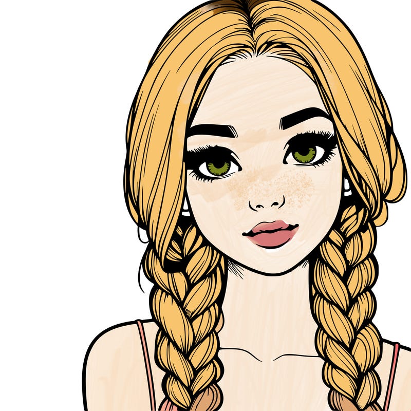 realistic girl with braids