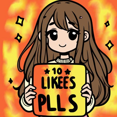girl holding a sign that says 10 likes pls