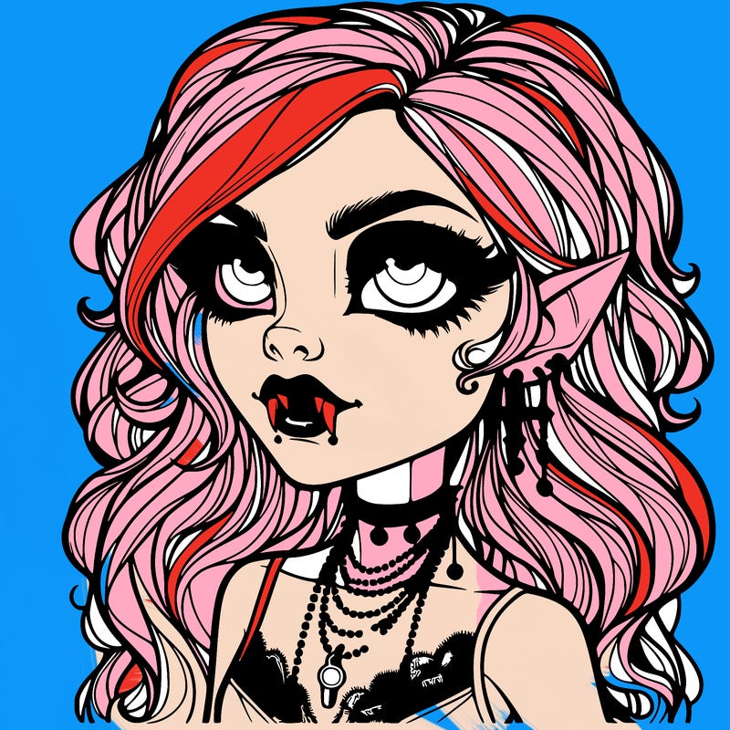 a realistic scary goth vampire girl