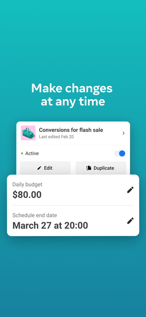 Editing campaign budget and schedule in Meta Ads Manager mobile app