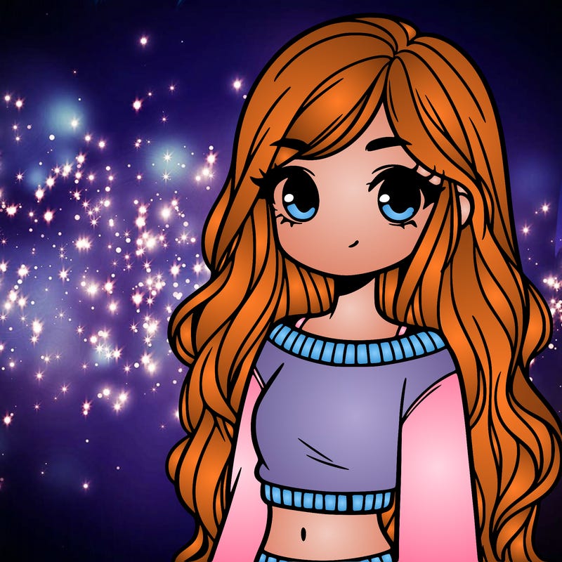 girl with long hair and a crop top with a sweater