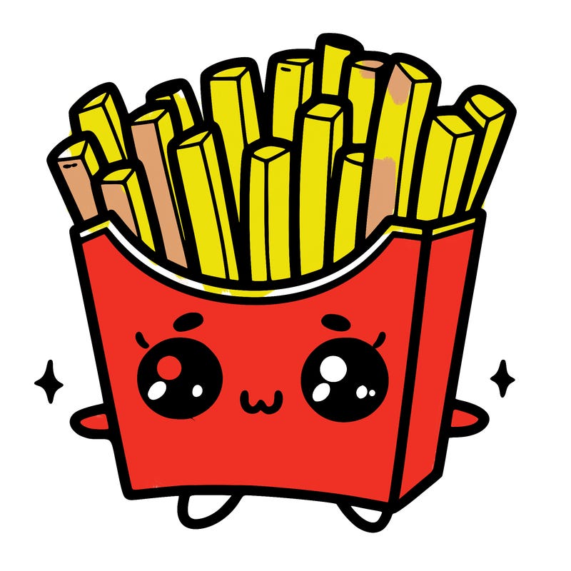 a cute. french fries