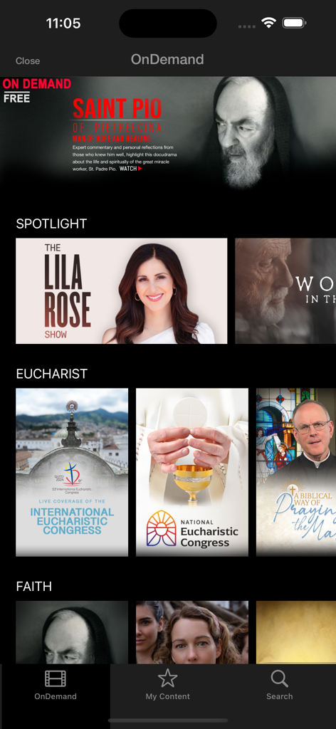 EWTN - EWTN 앱 주문형 화면, 가톨릭 종교 영상 및 프로그램 표시