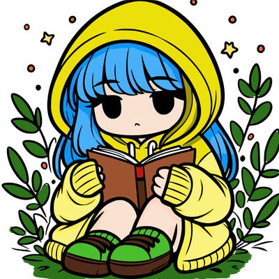 girl in oversized hoodie reading a book