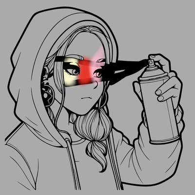 a realistic girl, spray painting