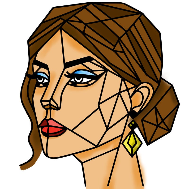 geometric art illustration of a woman's face