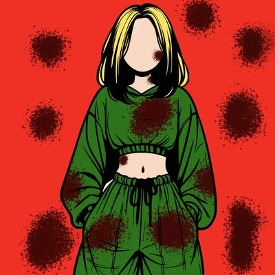 realistic girl faceless with baggy pants and a crop top