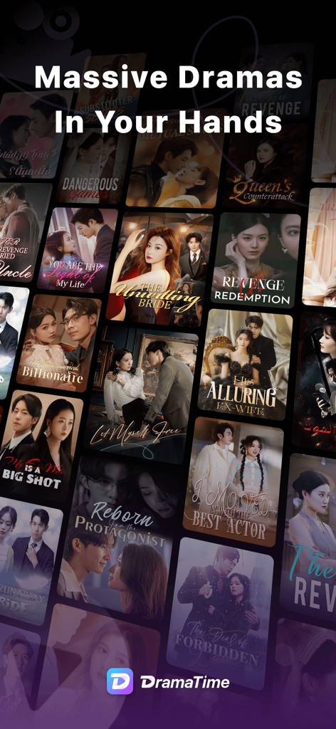 DramaTime: Watch Mini Dramas - A collection of short vertical drama covers available on the DramaTime app