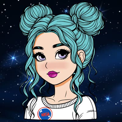 realistic girl with two buns in her hair