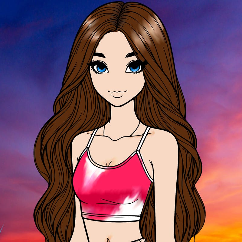 realistic girl with long hair with a crop top