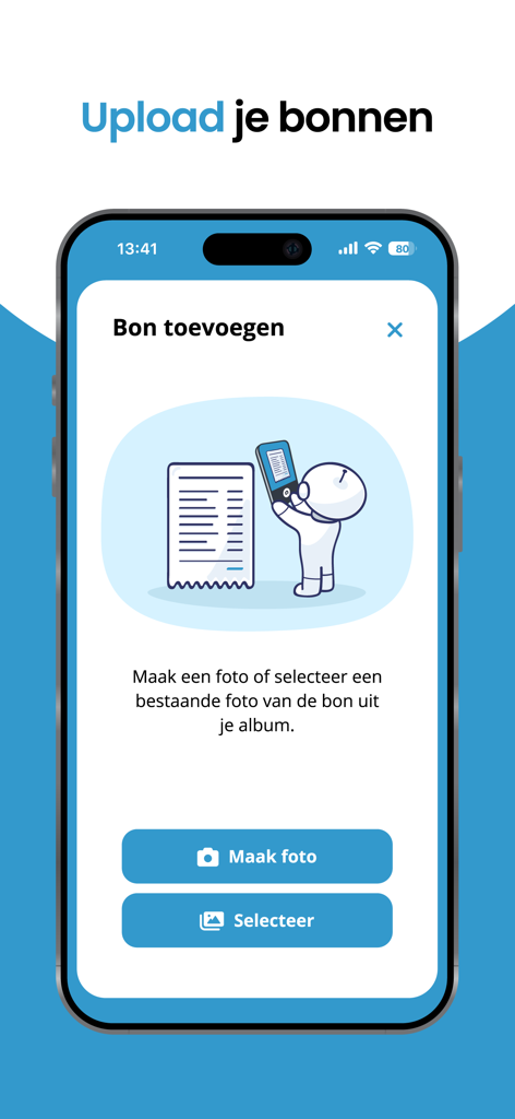 Jortt app interface for scanning and uploading business receipts to automate bookkeeping