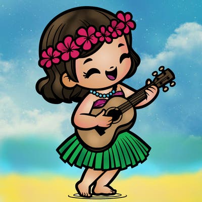 a hula dancer who plays the ukulele