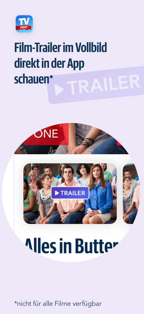 TV Pro TV-Programm + Mediathek - A preview of the movie trailer playback feature within the TV Pro app