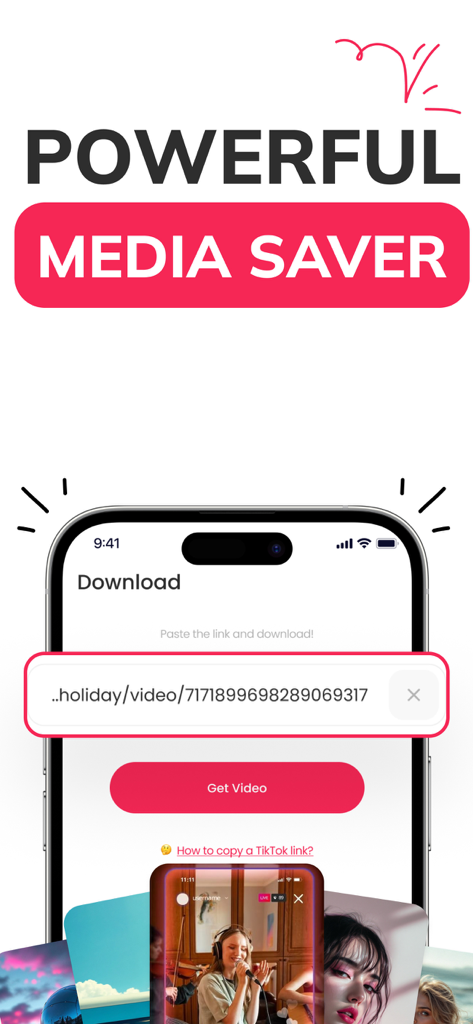 SSSTik Lite: Trend Video Saver - Interface of the SSSTik Lite app showing a video download screen with a link pasted into the input field.