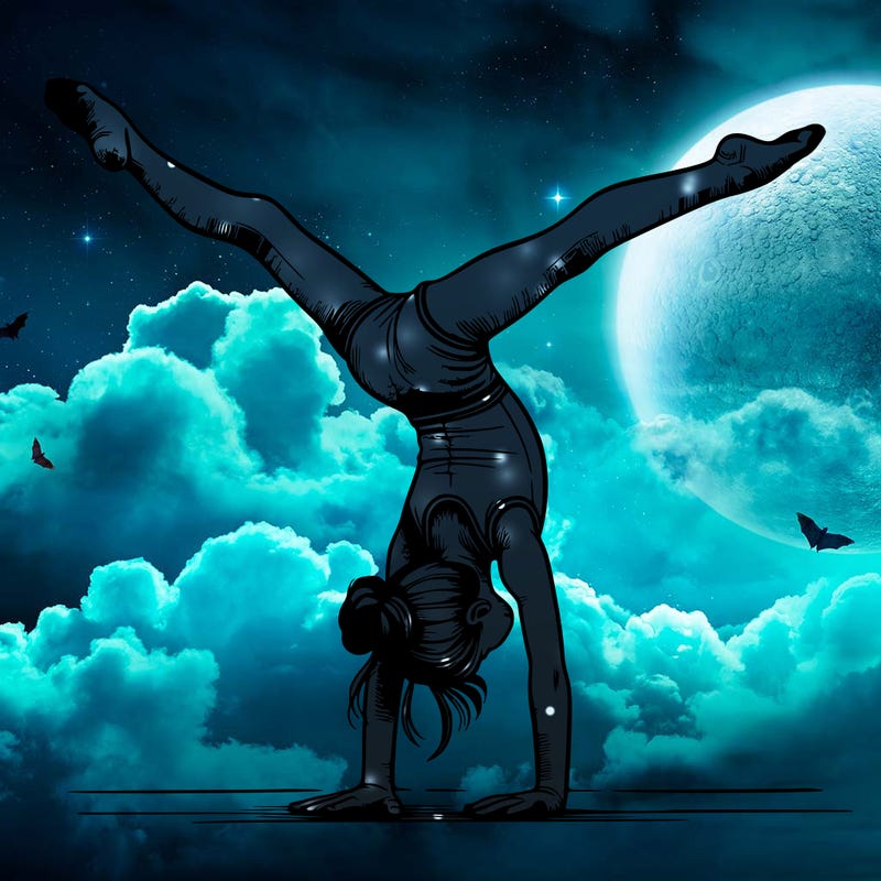 realistic gymnastic hand stand girl in four splits