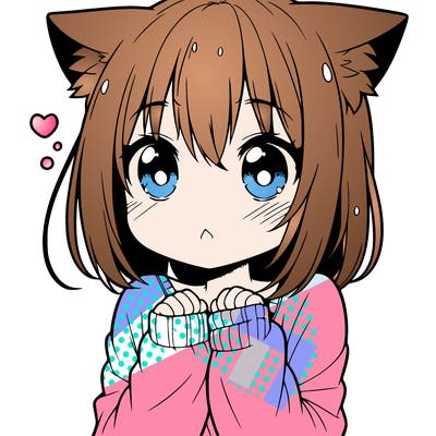 shy anime catgirl